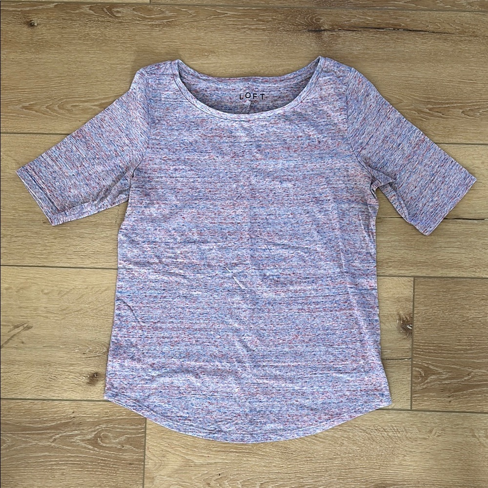 LOFT Women's Multicolor Heathered purple short Sleeve Tee